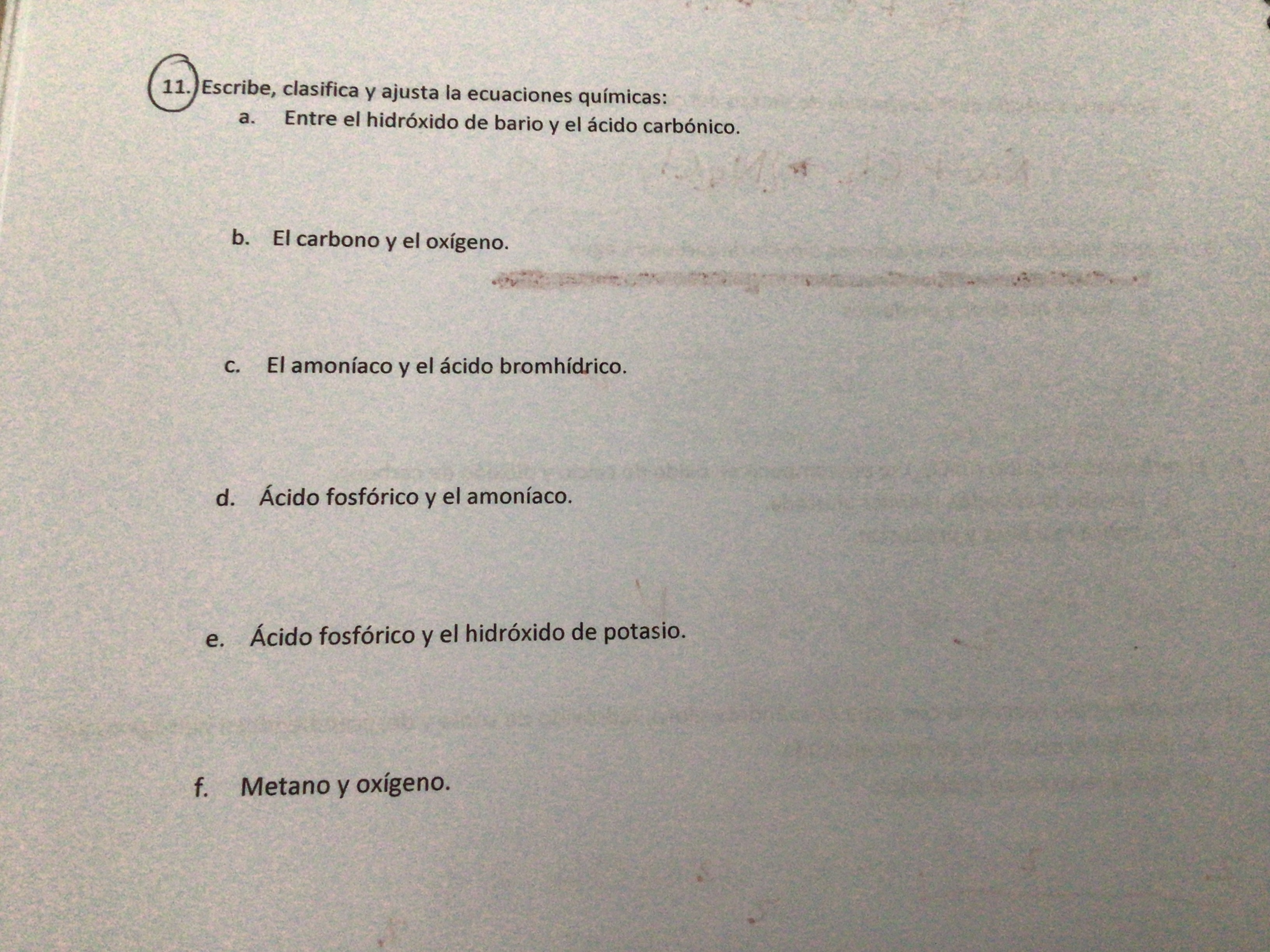 Escribe, clasifica y ajusta la ecuación química